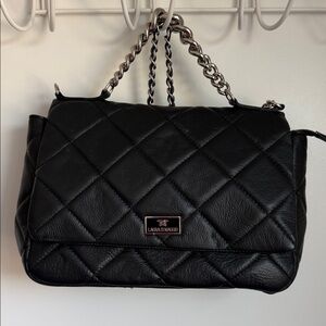 Laura Di Maggio Black Quilted Shoulder Bag with Chain Handle